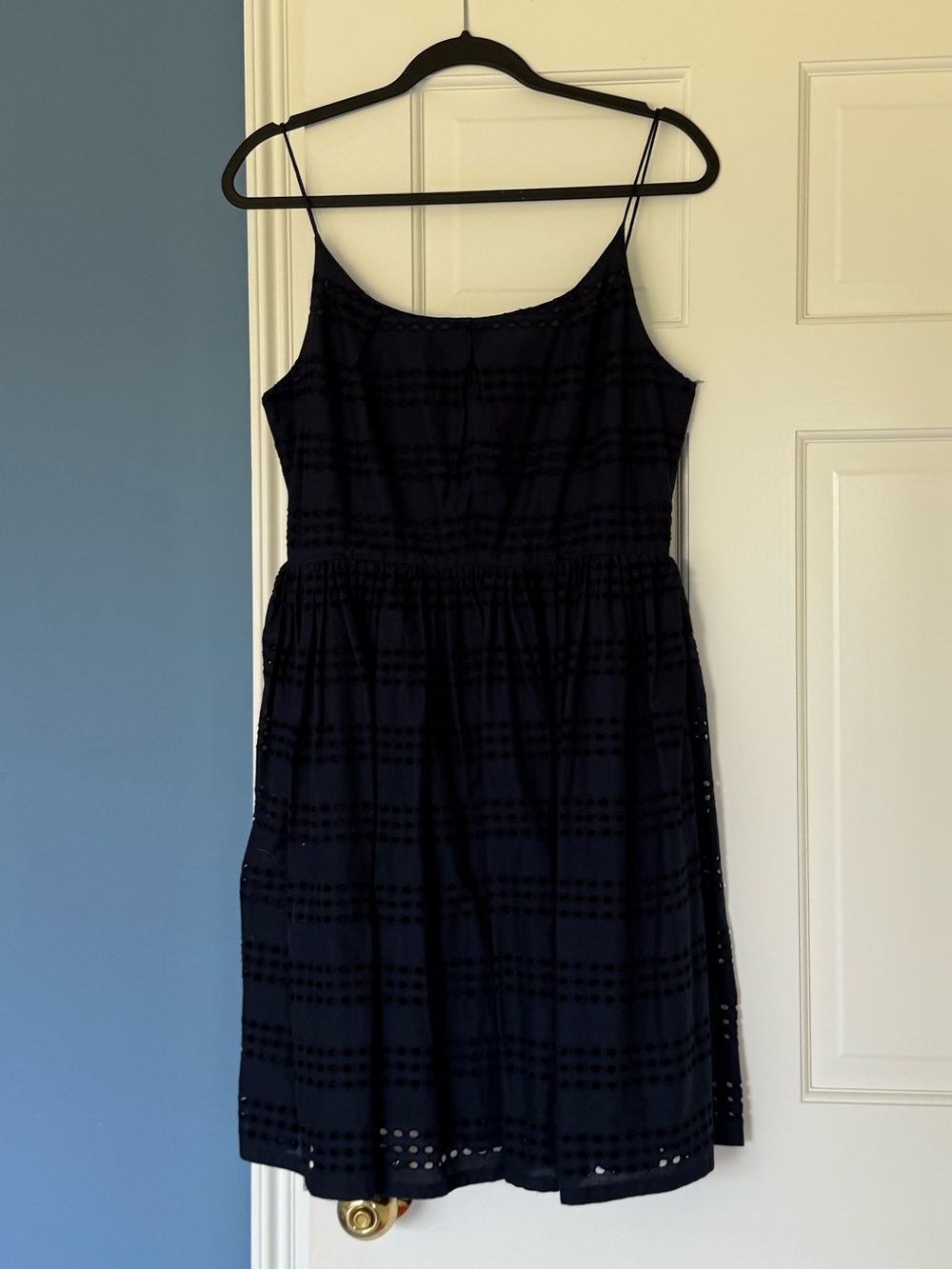J. Crew Navy Eyelet Mini Dress